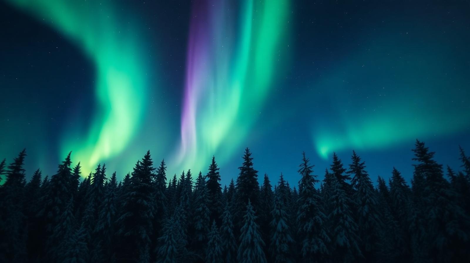 Aurora over a Lapland forest